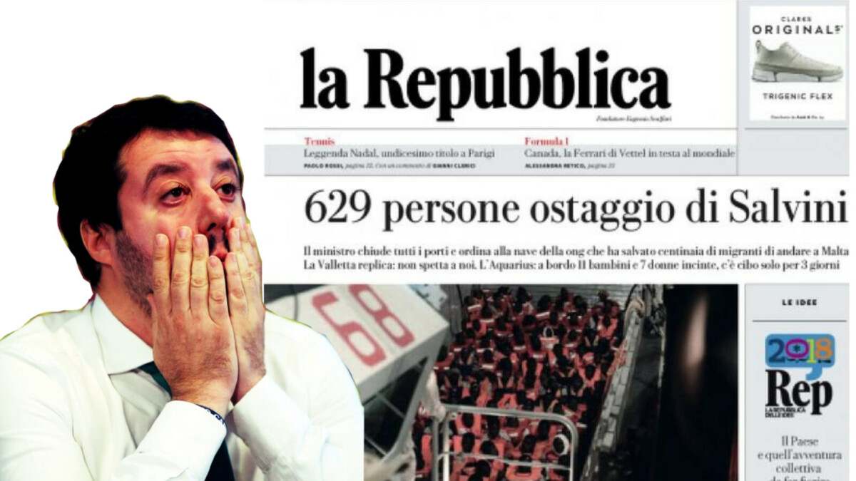 Salvini chiude i porti e Repubblica la spara grossa (11 giu 2018)