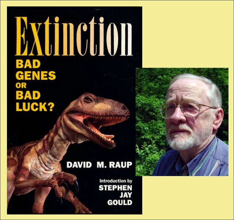 La copertina dell’edizione inglese del libro di David Raup (nella foto) sull’estinzione delle specie