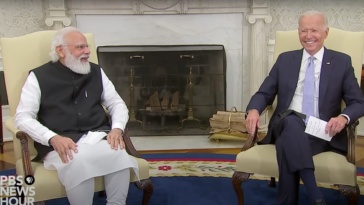 Il presidente Usa Biden e il primo ministro indiano Modi in un colloquio alla Casa Bianca