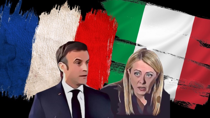 Giorgia Meloni e Emmanuel Macron nella lite Italia Francia