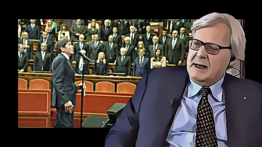Vittorio Sgarbi e il concerto di Gianni Morandi al Senato