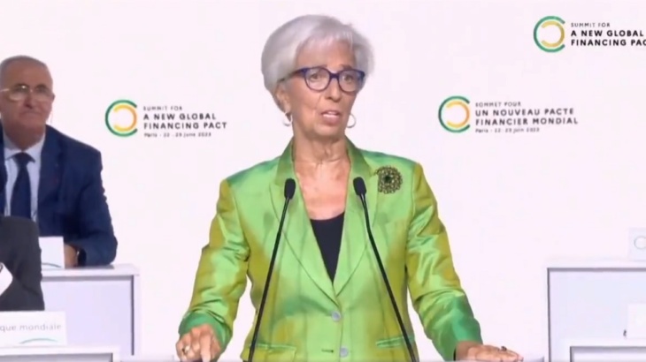 Christine Lagarde al Summit for a New Global Financing Pact a Parigi
