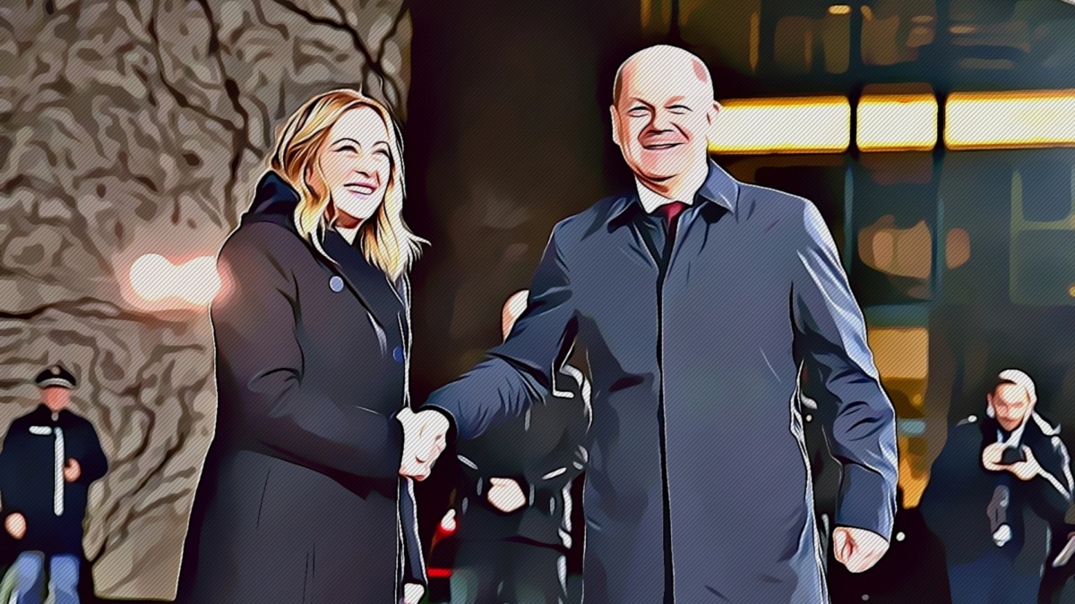 Giorgia Meloni e Olaf Scholz a Berlino