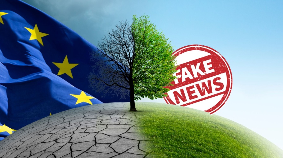 cambiamenti climatici, ubandiera unione europea, fake news