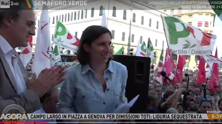 manifestazione Schlein Toti Genova (Rai)