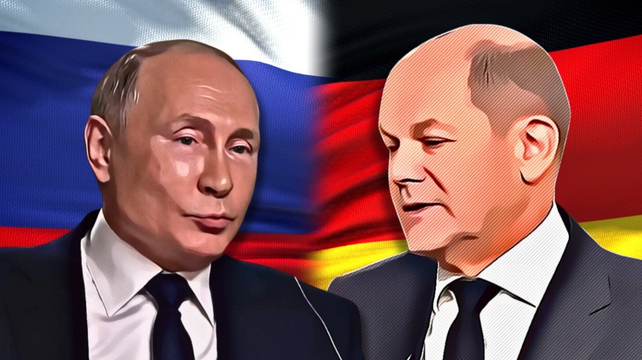 Olaf Scholz e Vladimir Putin