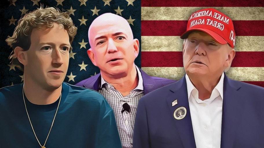 Jeff Bezos, Mark Zuckerberg e Donald Trump