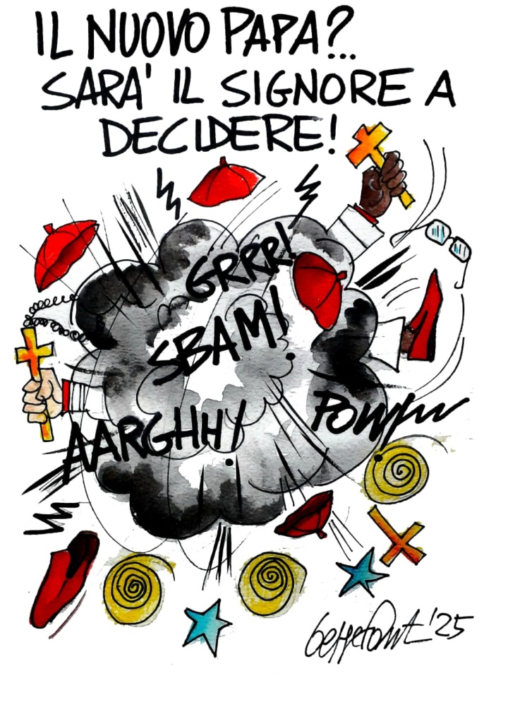 Sedute Satiriche di Beppe Fantin - Vignetta del 09/05/2025