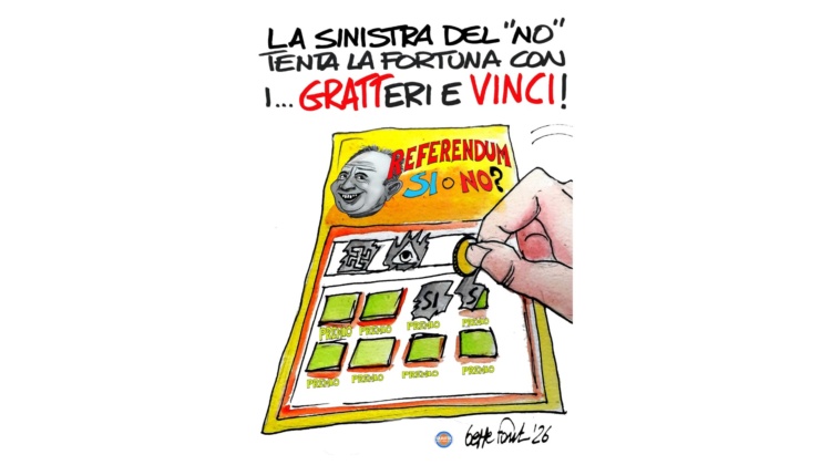 Gratteri gratta il referendum - Vignetta del 22/02/2026