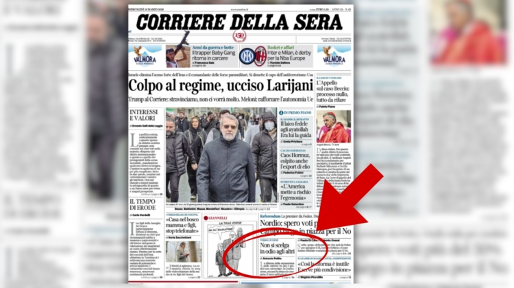 L’editorialista (di sinistra) si schiera per il Sì? Il Corsera lo nasconde lì