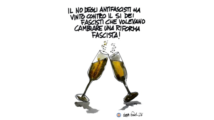 Un brindisi parecchio confuso - Vignetta del 26/03/2026